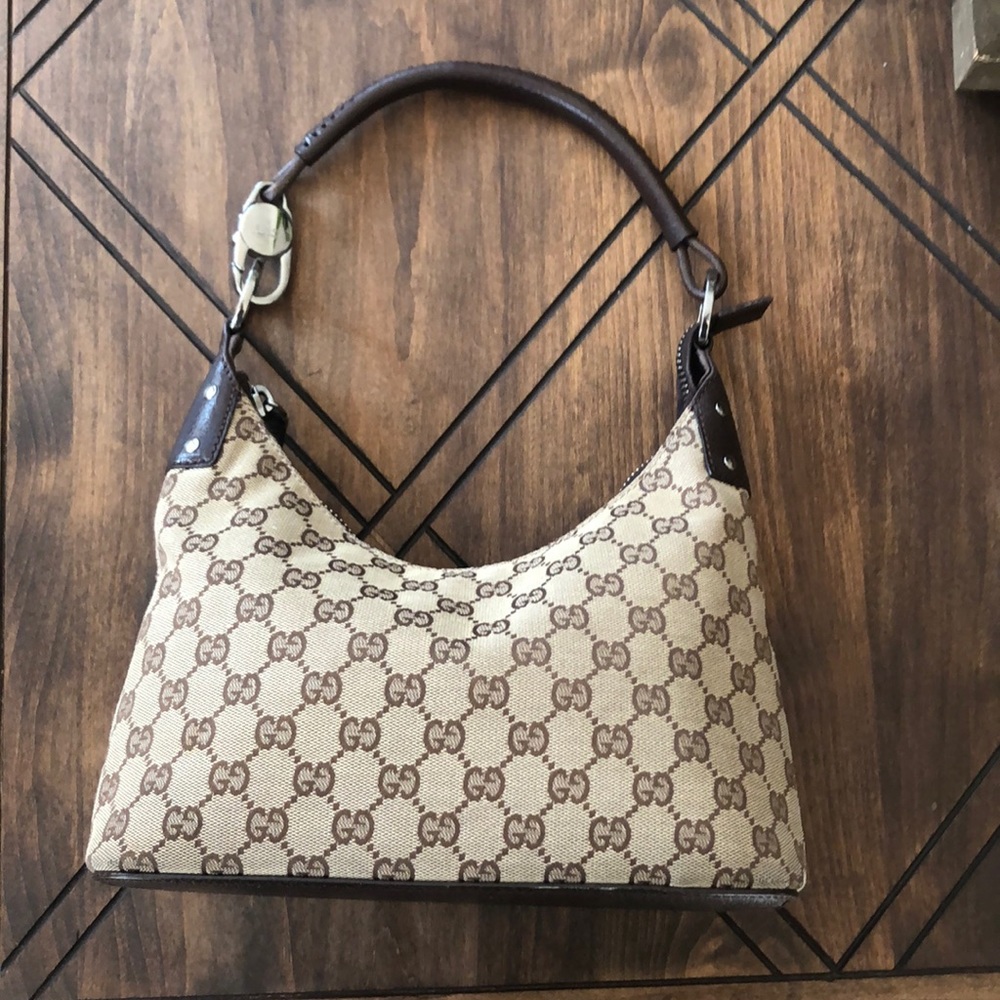 Gucci Braided Handled Beige/ Brown Canvas